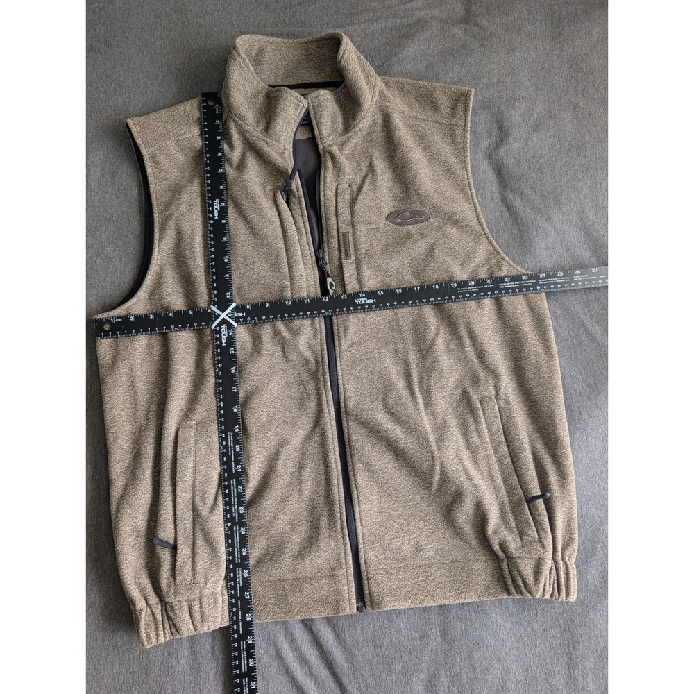 Drake Waterfowl Mens 2XL Camp Fleece Vest Brown Magnetic Chest Pocket Full Zip